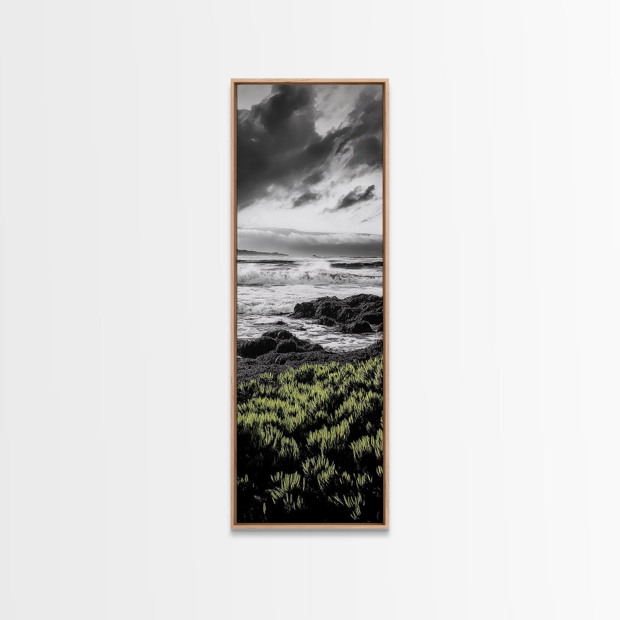 Stormy Waves, Ocean Scene, Framed Canvas Print, Dramatic Seascape, Coastal Wall Art, Black and White Ocean Art, Nautical Decor, Office Art