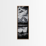Teton Mountains, Framed Canvas Print, National Park Art, Rustic Cabin Decor, Wilderness Landscape, Black and White Art, Office Decor