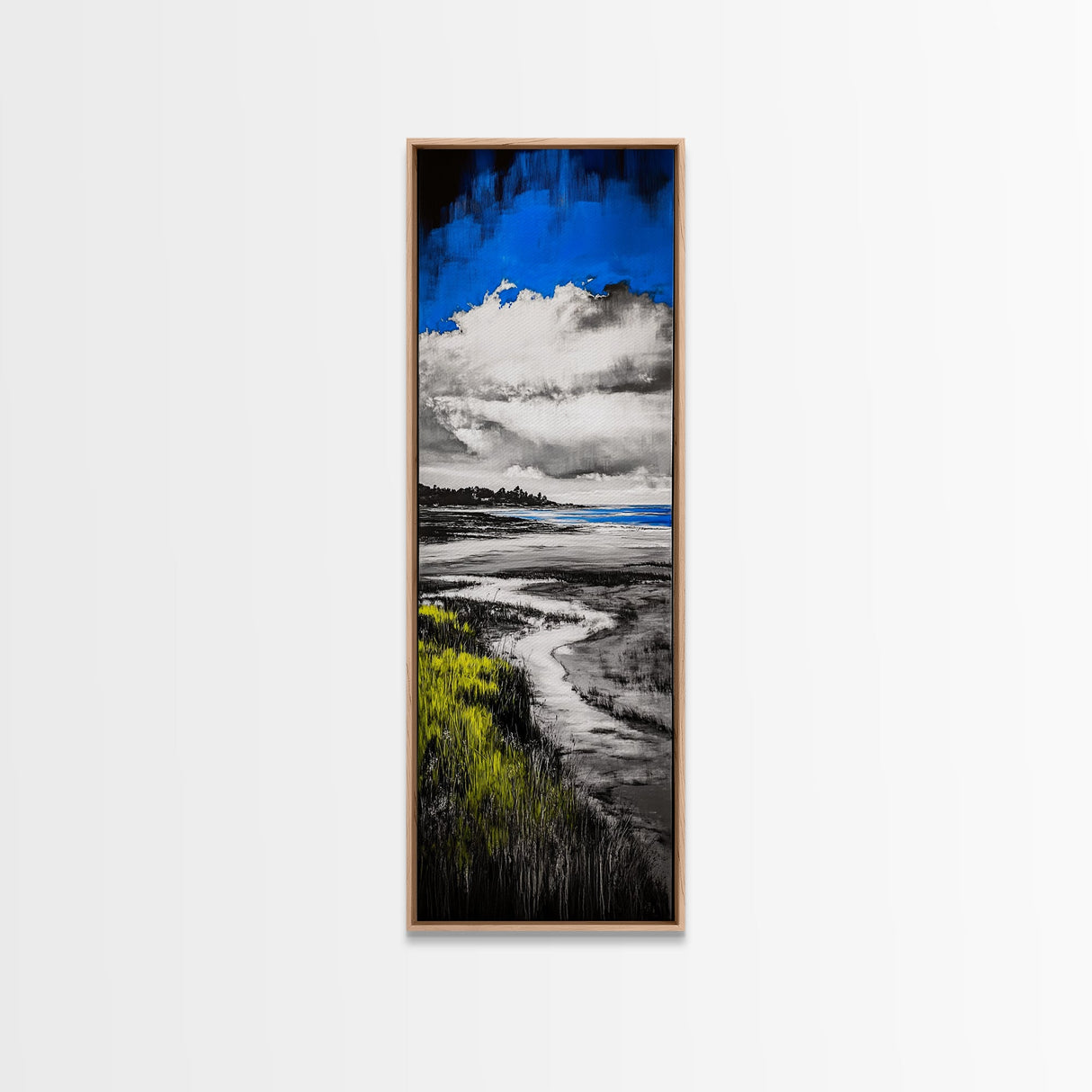 Coastal Marsh, Blue Sky, Canvas Print, Beach House Art, Minimalist Seascape, Ocean Decor, Nature Inspired Artwork, Living Room Art