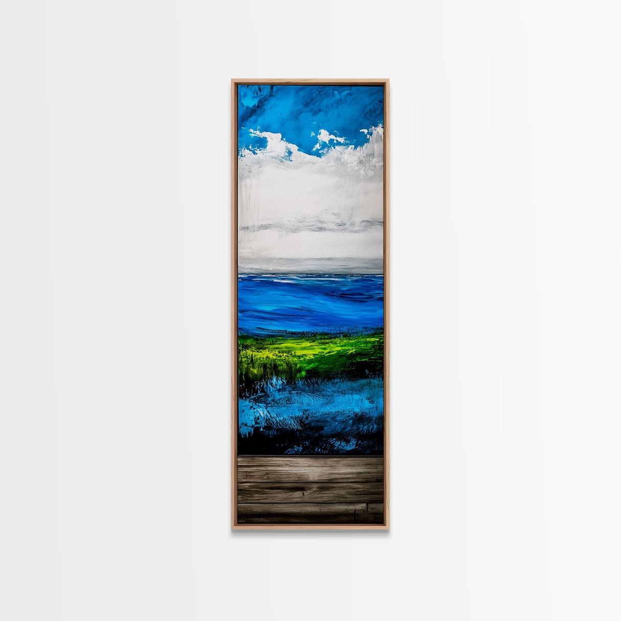 Minimalist Ocean Art, Coastal Wall Decor, Blue and Green Seascape, Modern Beach House Decor, Bedroom Wall Art, Framed Canvas Print