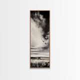 Dramatic Black and White Sky, Stormy Landscape Art, Nature Wall Decor, Rustic Farmhouse Artwork, Living Room Decor, Canvas Print