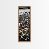 Colorful Pebble Beach, Ocean Rock Photography, Nature Wall Art, Coastal Home Decor, Modern Beach House Print, Framed Canvas Print
