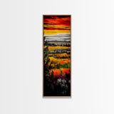 Autumn Fields, Sunset Painting, Warm Colors, Rustic Decor, Framed Canvas Print, Farmhouse Wall Art, Nature Inspired, Cozy Home Art