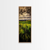 Stormy Sky, Open Fields, Nature Painting, Moody Art, Framed Canvas Print, Minimalist Landscape, Living Room Wall Art, Neutral Color Palette