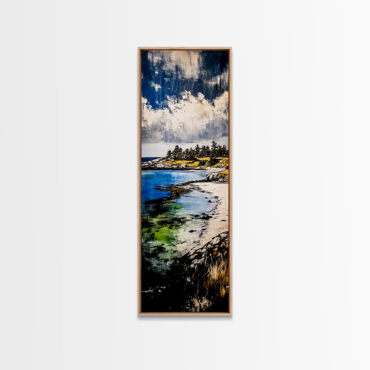 Coastal View, Ocean Serenity, Beach Scene, Tranquil Art, Framed Canvas Print, Living Room Wall Art, Seascape Painting, Nautical Home Decor