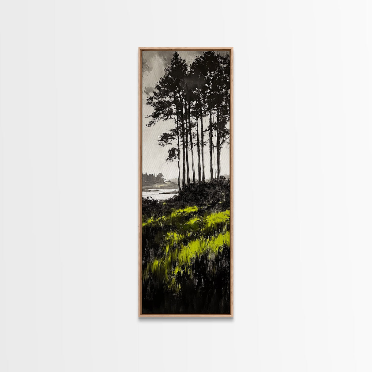 Forest Reflection, Mystical Landscape, Dark Green Art, Moody Nature, Framed Canvas Print, Living Room Wall Art, Elegant Home Aesthetic
