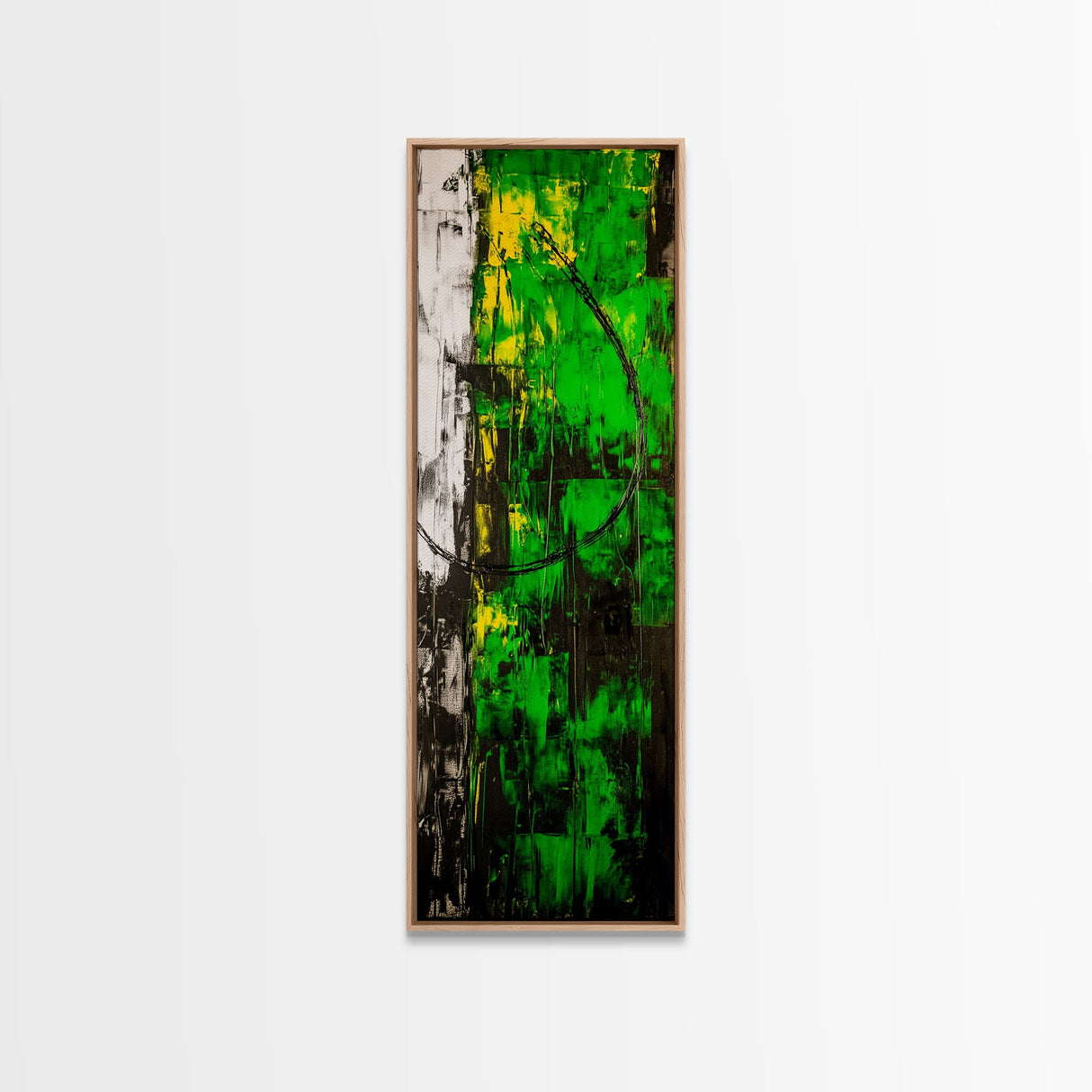 Abstract Green Artwork, Black and Yellow Modern Art, Minimalist Texture Painting, Contemporary Wall Art, Office Decor, Canvas Print