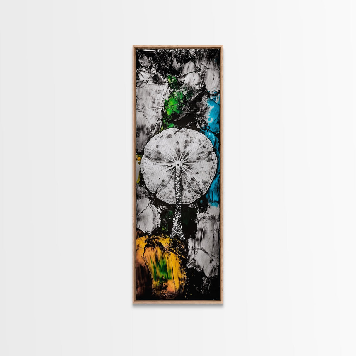 Abstract Mushroom, Black White Art, Modern Wall Decor, Framed Canvas Print, Living Room Art, Minimalist Painting, Unique Gift