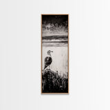 Seagull Portrait, Ocean Waves, Black and White, Framed Canvas Print, Coastal Art, Minimalist Decor, Modern Office Wall Art, Beach House Art