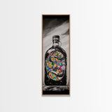 Snake in Bottle, Surreal, Dark Art, Framed Canvas Print, Gothic Home Decor, Unique Gift, Mysterious Artwork, Living Room Wall Art