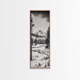 Winter Landscape, Snowy Mountains, Canvas Print, Black and White Photography, Rustic Home Decor, Cozy Cabin Wall Art, Nature Photography