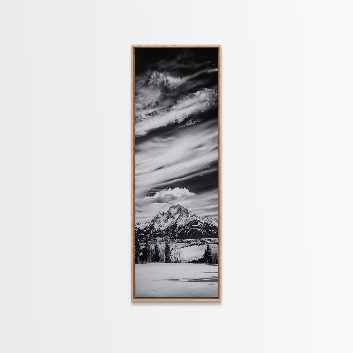 Majestic, Mountain, Black and White, Framed Canvas Print, Sky Photography, Minimalist Wall Art, Home Office Decor, Living Room Artwork