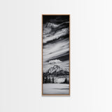 Majestic, Mountain, Black and White, Framed Canvas Print, Sky Photography, Minimalist Wall Art, Home Office Decor, Living Room Artwork