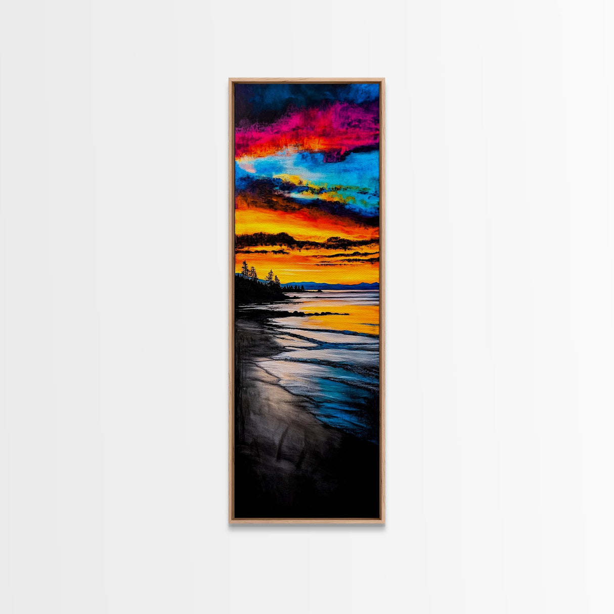 Colorful, Sunset, Reflection, Canvas Print, Ocean View Art, Bright Sunset Painting, Modern Home Decor, Bedroom Wall Art