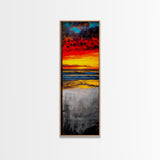Vibrant, Sunset, Beach, Framed Canvas Print, Coastal Wall Art, Tropical Sunset, Living Room Decor, Bold Colorful Painting