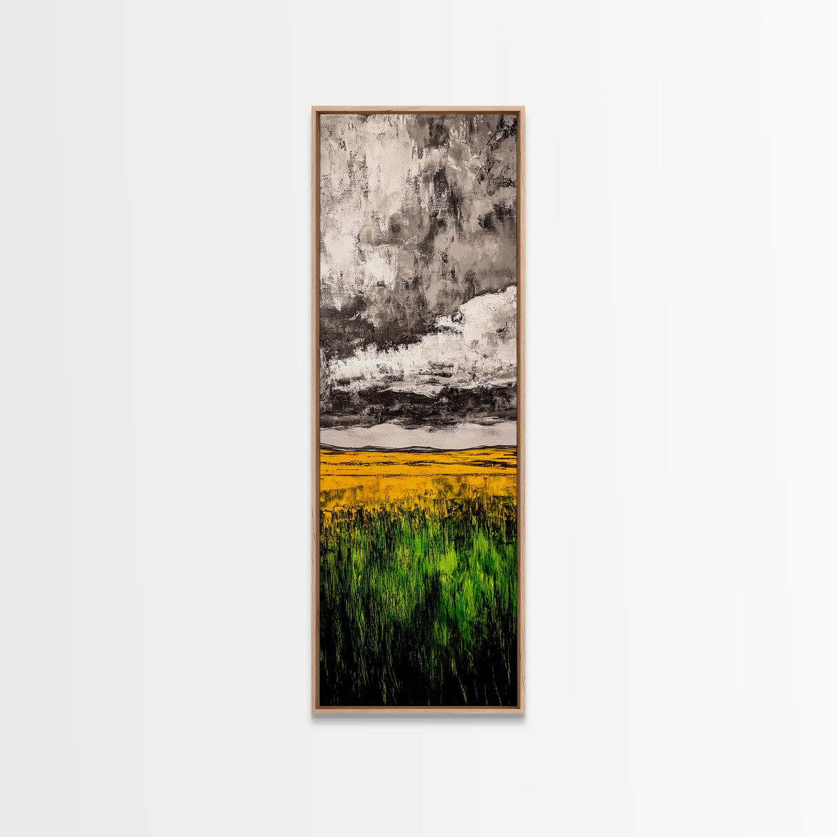 Golden Fields, Dramatic Sky, Green and Yellow, Canvas Print, Rustic Farmhouse Wall Art, Autumn Landscape Decor, Dining Room Art