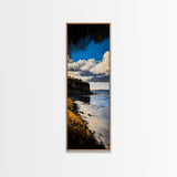 Coastal Cliff Art, Seaside Landscape Painting, Ocean View Wall Decor, Nature Home Design, Relaxing Beach Scene, Framed Canvas Print