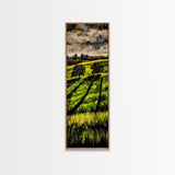 Rolling Fields, Nature Painting, Green Landscape, Framed Canvas Print, Country Wall Art, Rustic Decor, Cozy Living Room Artwork