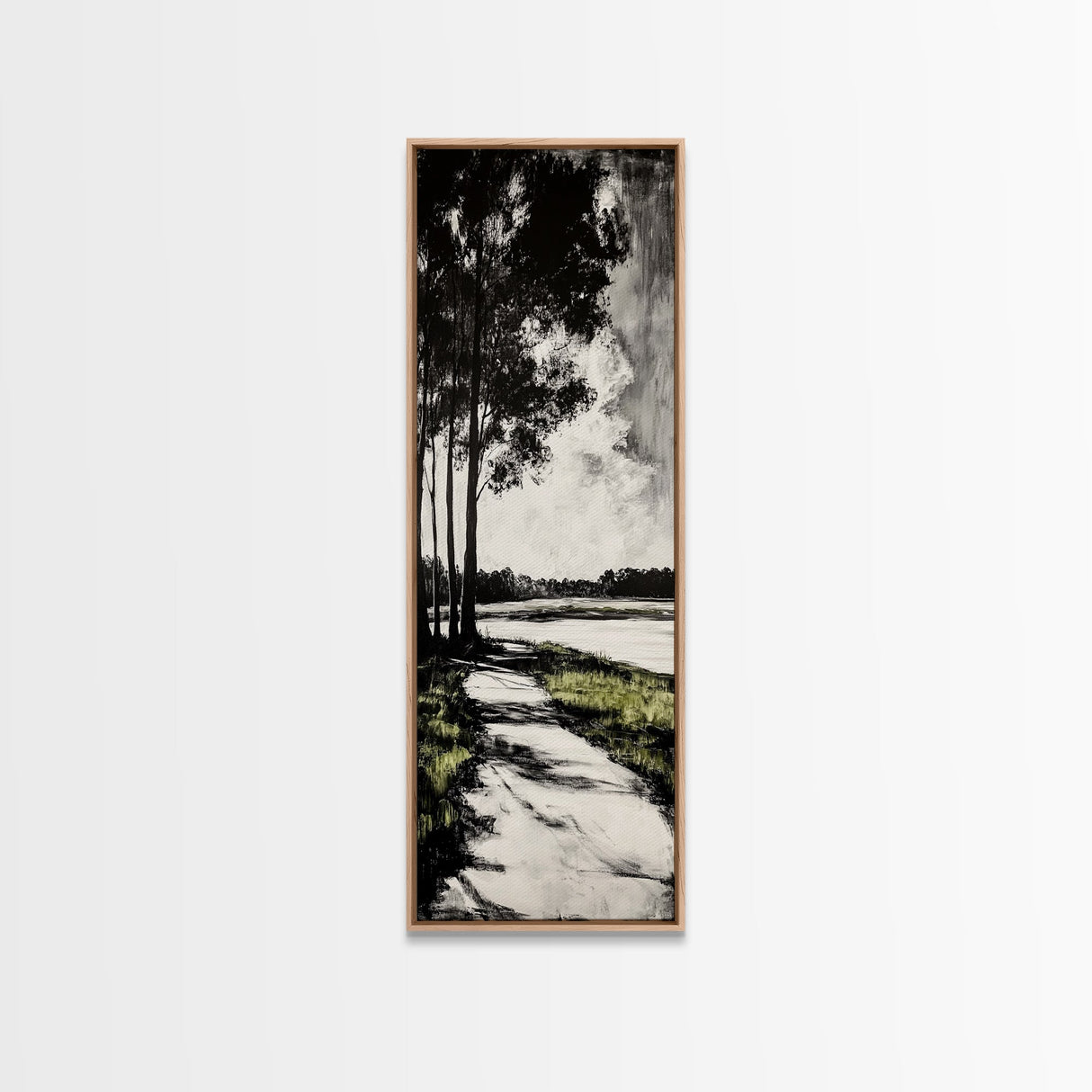 Pathway Trees, Black and White Art, Forest Landscape, Framed Canvas Print, Minimalist Wall Art, Nature Decor, Tranquil Home Artwork