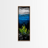 Deep Sea, Blue Water, Ocean Waves, Underwater Scene, Framed Canvas Print, Nautical Wall Art, Bathroom Art, Coastal Home Decor