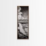 Ocean Power, Wave Crash, Coastal Landscape, Dramatic Seascape, Framed Canvas Print, Black and White Wall Art, Beach House Decor