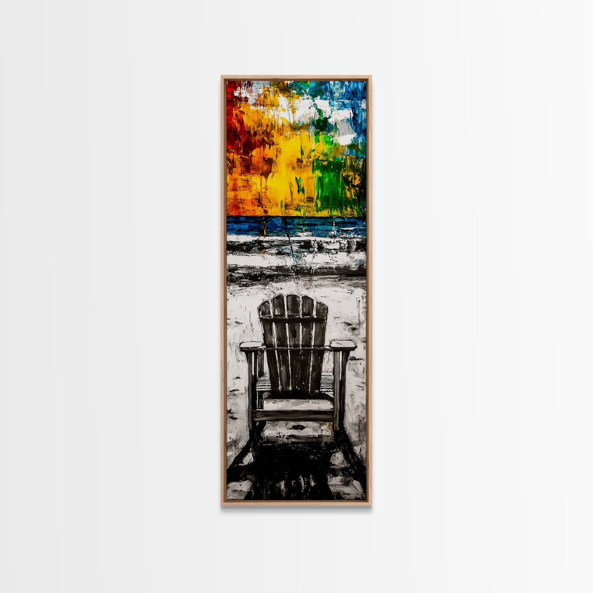 Beach Chair, Coastal Wall Art, Relaxation Painting, Framed Canvas Print, Seaside Decor, Nautical Art, Living Room Wall Art, Summer Vibes