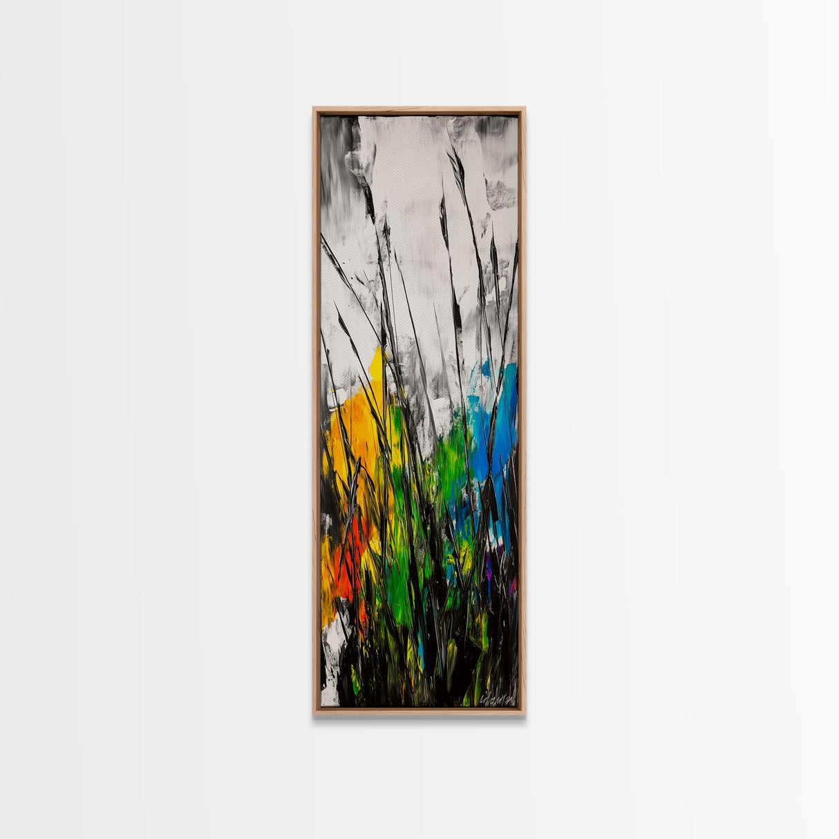 Wild Grasses, Abstract Landscape, Nature Inspired, Vibrant Color, Framed Canvas Print, Modern Boho Art, Bedroom Wall Decor