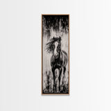 Running Horse, Black and White Art, Western Wall Art, Rustic Home Decor, Equestrian Canvas Print, Large Wall Art, Office Decor