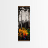 Birch Forest Painting, Mountain Wall Art, Black and White Landscape, Nature Artwork, Cabin Decor, Fall Art, Framed Canvas Print