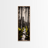 Forest Pathway, Black and White Nature Art, Autumn Trees Painting, Woodland Scene, Rustic Landscape, Living Room Wall Art, Canvas Print