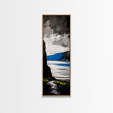 Coastal Cliffs, Ocean Landscape, Abstract Seascape, Modern Art, Canvas Print, Living Room Wall Art, Blue Gray Art, Minimalist Decor
