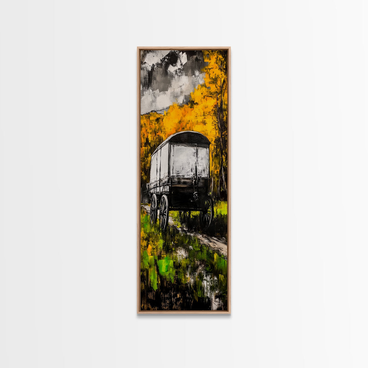 Autumn Wagon, Rustic Decor, Western Art, Framed Canvas Print, Wagon Painting, Fall Wall Art, Country Farmhouse, Living Room Wall Art
