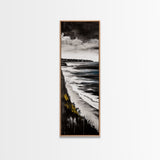 Monochrome Coast, Black and White Seascape, Framed Canvas Print, Beach House Art, Minimalist Landscape, Living Room Wall Art