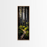 Forest Path, Sunlit Trees, Nature Painting, Framed Canvas Print, Woodland Decor, Cozy Cabin Art, Autumn Vibes, Entryway Artwork