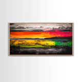 Sunset Reflections, Colorful Abstract, Ocean View, Framed Canvas Print, Vibrant Landscape Art, Large Wall Art, Modern Decor, Bedroom Art