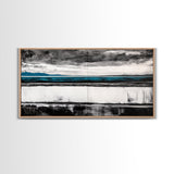 Moody Seascape, Minimalist Painting, Black and White Ocean, Framed Canvas Print, Contemporary Wall Art, Modern Coastal Home Decor