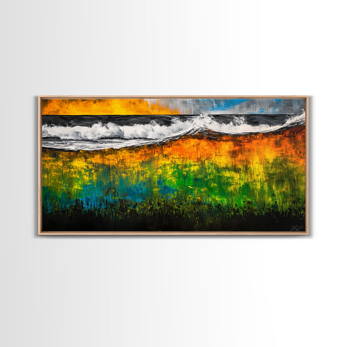 Ocean Waves, Vibrant, Abstract, Seascape, Canvas Print, Beach House Art, Coastal Wall Decor, Summer Decor, Nautical Art, Living Room Art