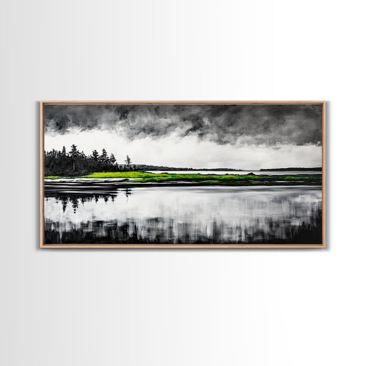 Stormy Waters, Abstract Beach Scene, Canvas Print, Ocean Wall Art, Moody Seascape Painting, Coastal Wall Decor, Living Room Art