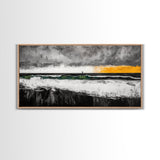 Storm Lighthouse, Ocean, Waves, Framed Canvas Print, Moody Coastal Art, Nautical Wall Decor, Minimalist Beach Art, Dramatic Seascape Art