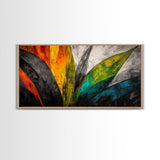 Abstract Leaves, Tropical, Colors, Framed Canvas Print, Boho Wall Art, Botanical Home Decor, Vibrant Living Room Art, Nature Inspired