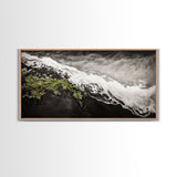 Abstract Ocean Waves, Coastal Wall Art, Modern Seascape Painting, Monochrome Beach Decor, Minimalist Black White Art, Canvas Print