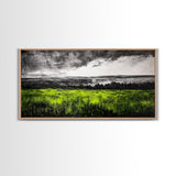 Green, Landscape, Nature, Canvas Print, Rolling Fields Wall Art, Scenic Countryside Painting, Modern Rustic Home Decor, Large Wall Art