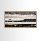 Misty Mountains, Black and White Art, Foggy Landscape, Canvas Print, Nature Wall Art, Minimalist Artwork, Bedroom Wall Decor