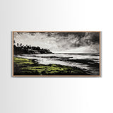 Coastal Landscape, Ocean View, Black and White Beach Art, Canvas Print, Seaside Home Decor, Nautical Wall Art, Office Artwork