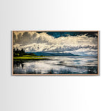 River Reflection, Scenic Water View, Serene Landscape, Framed Canvas Print, Large Nature Art, Modern Home Decor, Bedroom Wall Art