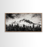 Mountain Landscape, Black and White, Framed Canvas Print, Nature Wall Art, Rustic Home Decor, Modern Farmhouse, Large Wall Art