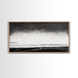 Foggy Ocean, Misty Beach, Black and White Minimalist, Canvas Print, Modern Wall Art, Bedroom Decor, Neutral Tones, Serene Seascape