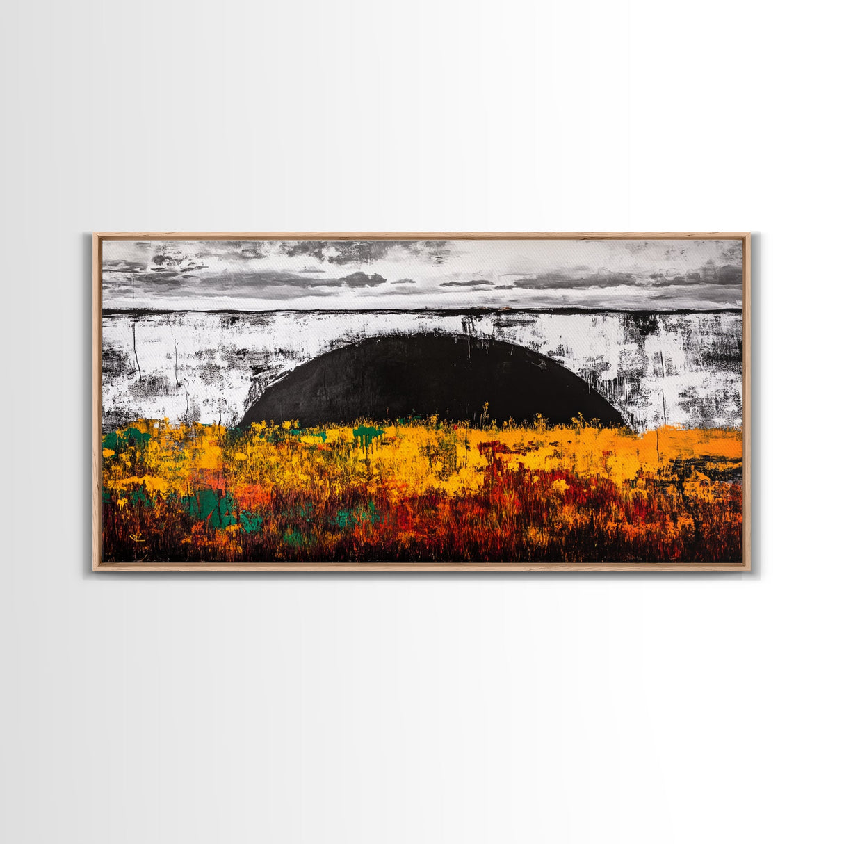 Golden Meadow, Sunset Fields, Rustic Landscape, Framed Canvas Print, Autumn Decor, Warm Colors, Cozy Home Art, Living Room Wall Art