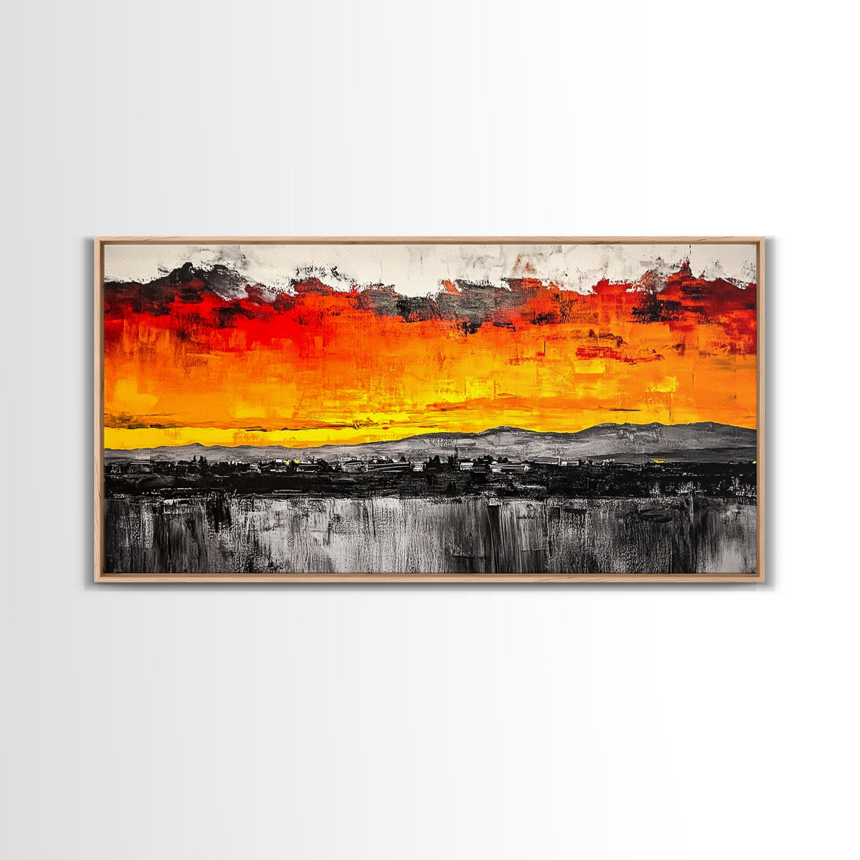 Fiery Sunset, Dramatic Sky, Abstract Landscape, Canvas Print, Modern Art, Bold Wall Decor, Warm Colors, Living Room Accent