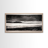 Stormy Ocean Wave, Black and White Seascape, Coastal Wall Art, Nautical Decor, Minimalist Artwork, Beach House Vibes, Framed Canvas Print